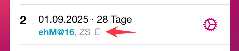 Zykluskommentar wird durch Icon symbolisiert: Zyklusliste